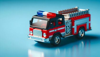 Fototapeta premium fire truck toy isolated on blue