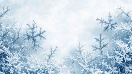 Obraz premium Frosty ice border background