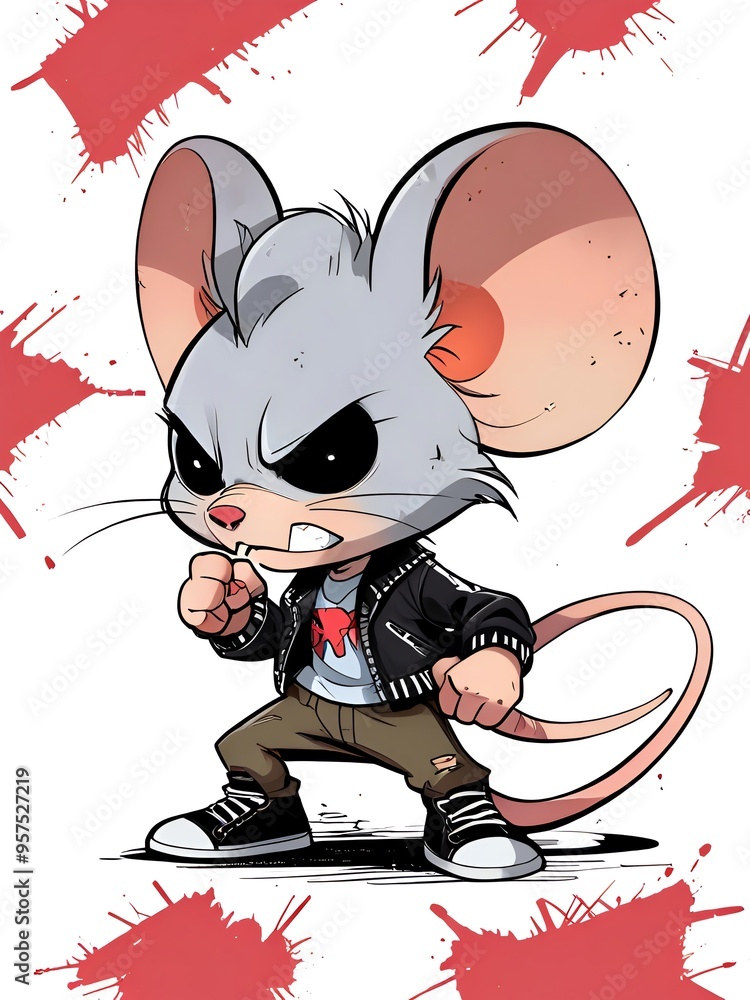 Wall mural cool mouse cartoon character