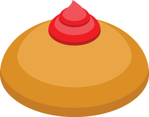 Round challah bread with a red jelly topping is a traditional food served during the jewish holiday of rosh hashanah