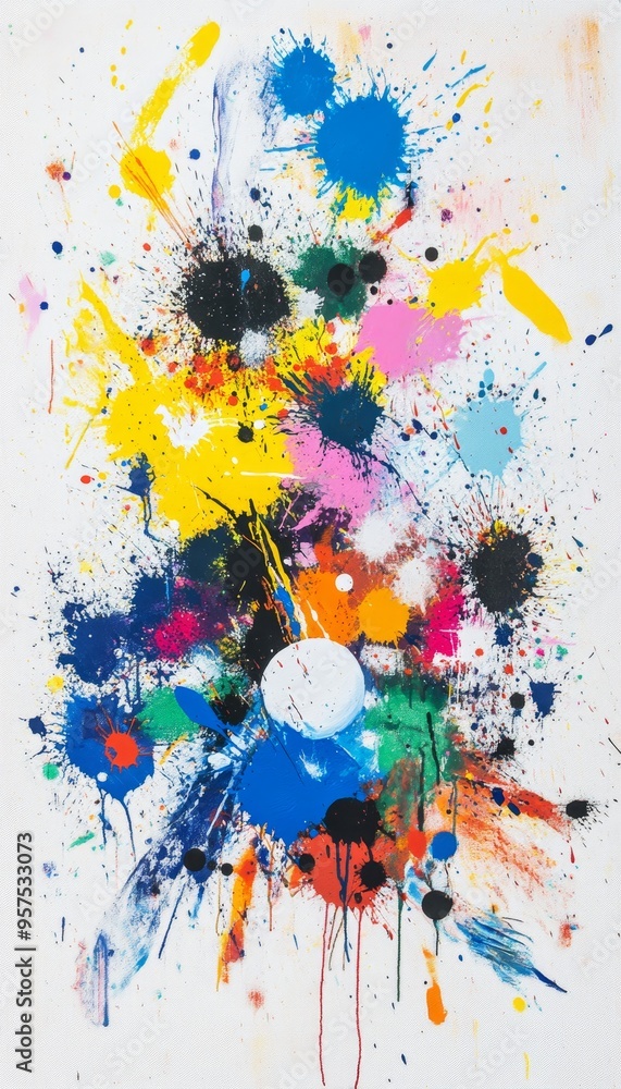 Poster vibrant abstract universe bold colors and dynamic composition capture celestial elements and nature