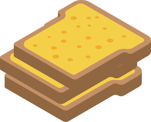 Two slices of toast bread forming a sandwich bread isometric icon