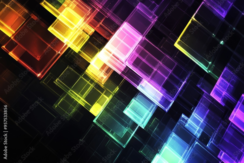 Aufkleber vibrant abstract grid background with glowing edges for modern graphic design projects