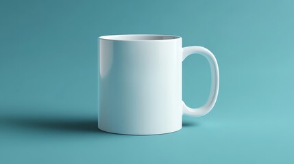 Fototapeta premium White Mug on a Turquoise Background