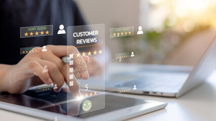 User give rating to service experience on online application, Customers can evaluate quality of service leading to reputation ranking of business