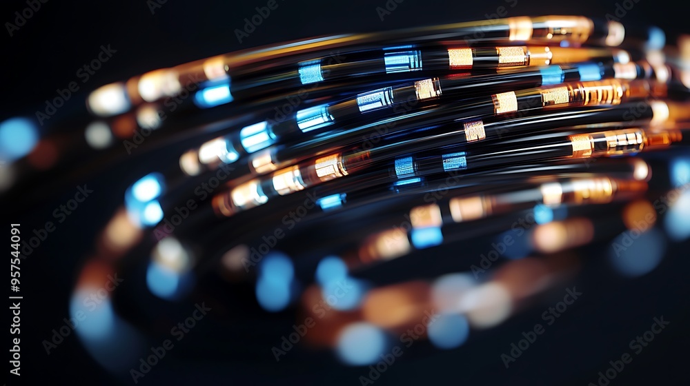 Poster abstract digital network with glowing lines