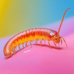Fototapeta premium centipede isolated on colorful background