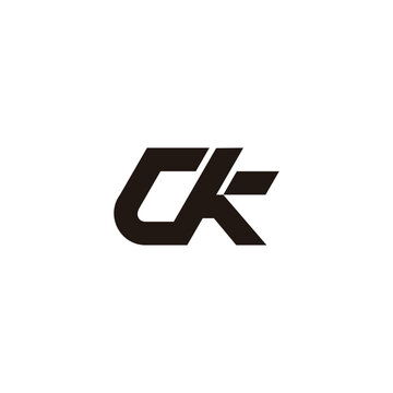 letter ck flag ribbon symbol logo vector