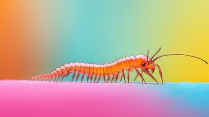 Naklejka premium centipede isolated on colorful background