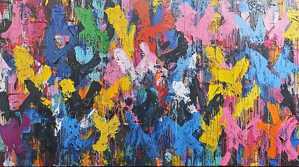 Fototapeta premium Abstract Colorful Canvas with Dripping Paint