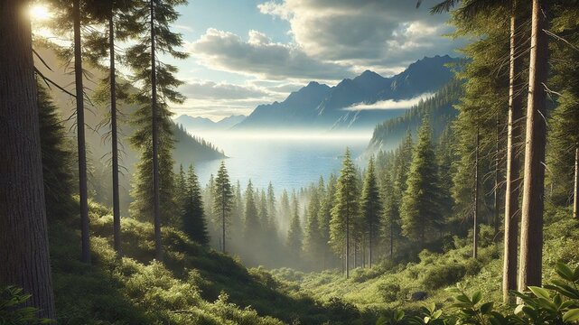 Morning in the mountains mountain mountains landscape forest snow nature sky tree lake view alps trees. Morning in the mountains clouds winter canada valley peak pine green summer travel cloud park.