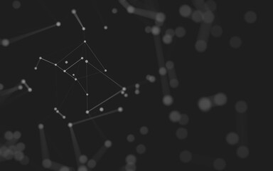 Abstract background. Molecules technology with polygonal shapes, connecting dots and lines. Connection structure. Big data visualization.
