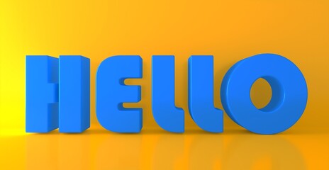 Hello text. Isolated poster in cartoon design.