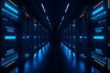 Data Center Blue Lighting
