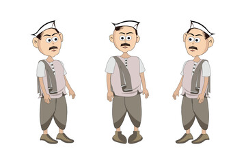 Grandfather cartoon character set. Ideal 2D animation design to bring rural stories to life with authentic, engaging visuals for storytelling
