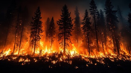 Forest Fire in the Night