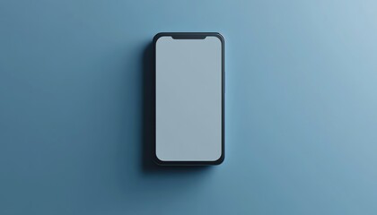Black Smartphone with Blank Screen on Blue Background
