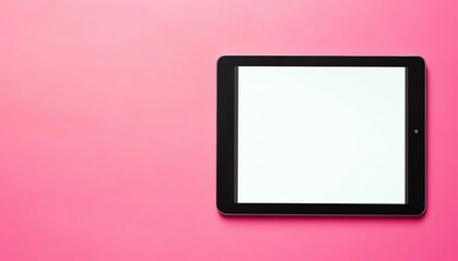 Black Tablet Computer on a Pink Background
