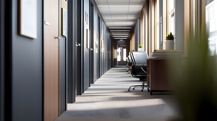 Fototapeta premium Modern Office Corridor with Natural Light