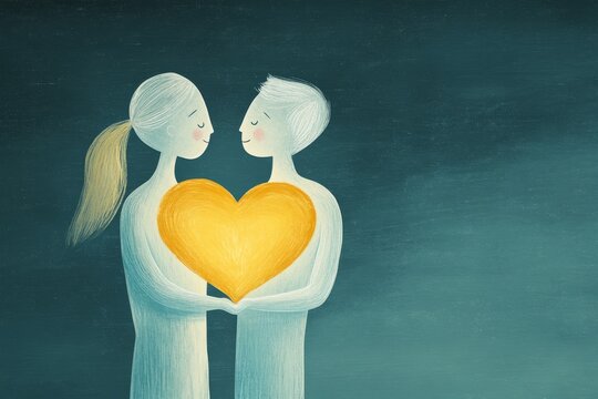 International day of peace - Two human silhouettes forming heart  - Powered by Adobe