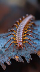 Obraz premium centipede isolated on metal background