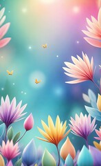 Fototapeta premium background with flowers and butterflies