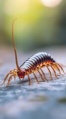 centipede isolated on paper background