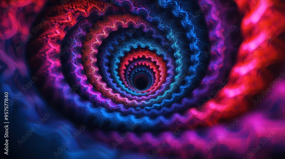 Poster a mesmerizing spiral of vibrant colors creates an illusion of depth and movement within a digital sp