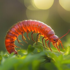 Obraz premium centipede isolated on spring background