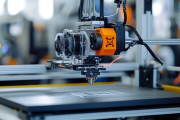 Captivating photography of a 3d printer operating in a modern studio environment