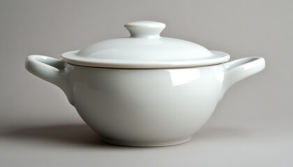 White Ceramic Serving Dish with Lid and Handles