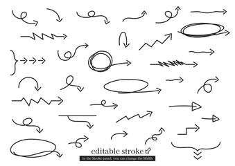 手書きのシンプルな矢印セット
