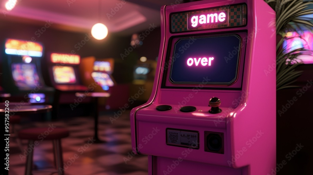 Poster retro arcade game over screen