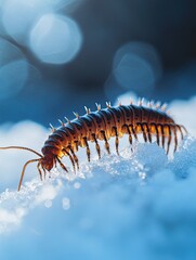 Fototapeta premium centipede isolated on winter background