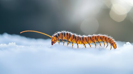 Naklejka premium centipede isolated on winter background