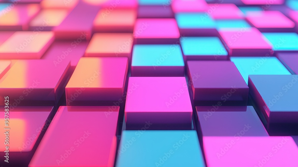 Aufkleber vibrant abstract composition featuring colorful squares in a dynamic arrangement, perfect for modern