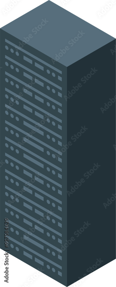 Poster modern server unit is hosting big data and storing information
