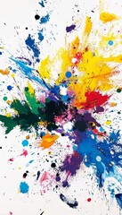 Vibrant abstract universe  energetic composition with colorful splatters and dynamic brush strokes
