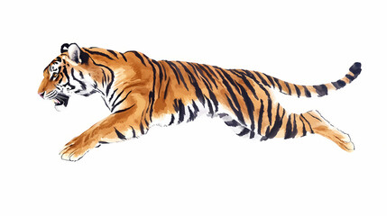 Obraz premium Tiger jumping isolated on white. Tiger. Illustration