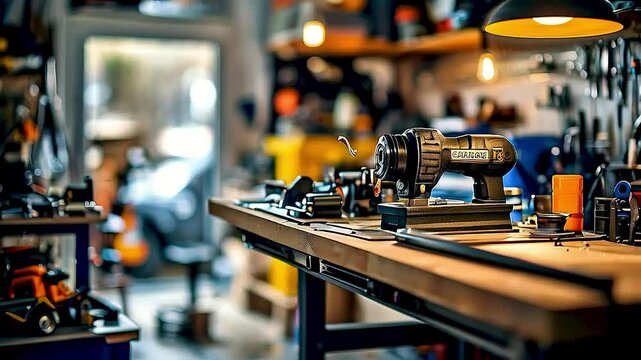 a workbench in a workshop