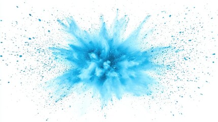 Blue Powder Explosion Isolated on White Background