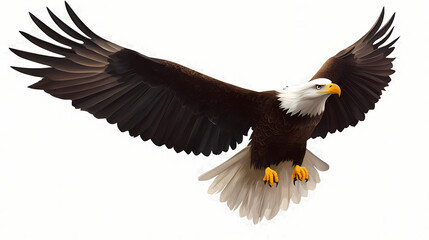 Obraz premium American bald eagle in flight isolated on a transparent background - generative ai transparent png. Eagle. Illustration