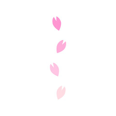Falling gradient pink sakura flower petals. Natural, blossom, spring concepts. Flat decorative vector design isolated illustration.