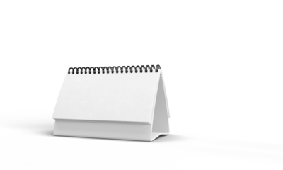 Calendar white isolated background object mockup design event template blank busienss paper page reminder calender office spiral time week month happy new year event party date model meeting planning 