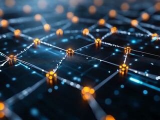 Obraz premium An abstract representation of digital networks with glowing connections and nodes, showcasing technology and innovation.
