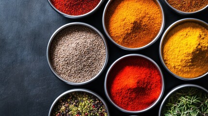Assortment of Spices in Bowls
