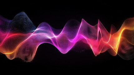 Obraz premium Abstract Wave of Light with Gradient Color Effect on Black Background - Digital Art, Technology, Futuristic Design