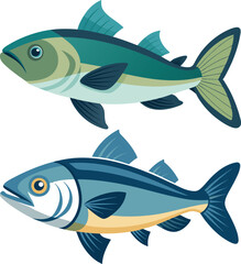 illustration of a cod fish on white 