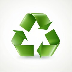 Obraz premium Stylized green recycling symbol on a light background.