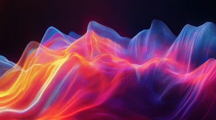 Obraz premium Abstract 3D Digital Art - Colorful Wavy Lines and Dots.